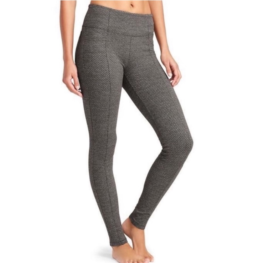 Athleta Criss Cross Metro Leggings High Waisted Pockets Grey Black XXS